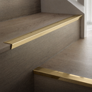Solid Brass Stair Nosing 44x26mm Ribbed Tread Raked Front, Cut to Size 700-2750mm — Finish: Polished Brass