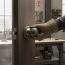 Premium Round Reeded Mortice Fire Door Knob Set with Gun Metal Finish, Fire-Rated Hinges, and 10-Year Mechanical Guarantee