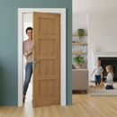 Premium Unfinished Internal Oak Shaker 4 Panel Door with Solid Core Construction for Custom Finishing