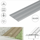 35mm flat aluminium door threshold strip in silver anodised finish - 930mm and 2700mm lengths