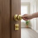 Premium Satin Brass Mushroom Mortice Door Knob Set with Complete Hardware for Elegant Interior Finishes