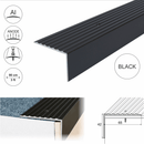65mm heavy duty aluminium stair nosing in Black anodised finish - 0.9m 1.2m 2.7m lengths
