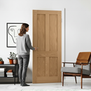 Premium Unfinished Victorian Shaker 4 Panel FD30 Fire Door - Solid Oak Construction for Interior Renovations
