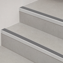 Aluminium Stair Nosing 62x32mm Square Edge, 5mm Gauge, Cut to Size 700-3200mm — Insert Colour: Flint Castellated