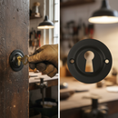 Premium Solid Brass Open Key Hole Escutcheon in Matt Black Finish for Elegant Home Interiors