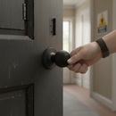 Premium Round Reeded Mortice Door Knob Set with Matt Black Finish - Complete Kit with Hinges and Latch for Modern Home Decor