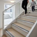 Silver 42mm pre-formed aluminium stair edge trim profile for indoor staircase safety and finishing