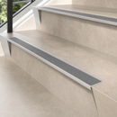 Anti-Slip Rake Back Stair Nosing 67x55mm Aluminium Ramp Profile, DDA Compliant, 800-3200mm — Insert Colour: Mid Grey