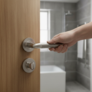 Premium Two-Tone Nickel Lever on Round Rose Bathroom Handle Set with Turn & Release Lock and Ball Bearing Hinges