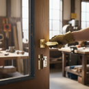 Premium Satin Brass Square Rose Handle Pack with Slim Lever Handles, Latch, and Ball Bearing Hinges for Modern Internal Doors