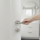 Premium Round Rose Lever Door Bathroom Handle Set - Polished Chrome Finish with Privacy Bullet Latch and Smooth Ball Bearing Hinges