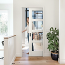 Premium White Primed Internal Shaker 4 Light Clear Glass Pocket Door Set - Timeless Design for Space Optimization