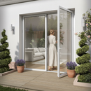Premium White Aluminium External French Patio Door with Clear Tempered Double Safety Glass for Enhanced Visibility and Security