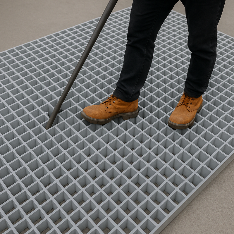 50mm GRP Open Mesh Grating for Ramps, Walkways & Covers - Slip-Resistant, Corrosion-Resistant - Ideal for Industrial & Chemical Environments