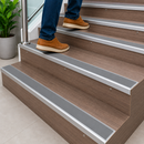Anti-slip aluminium stair nosing ramp profile with grey insert