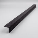 Black GRP anti-slip stair nosing 55x55mm angle profile on a studio background