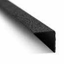 End-on view of a black GRP stair nosing showing the right-angled cross-section