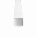 End-on view of a white GRP stair nosing showing the right-angled cross-section