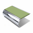 Aluminium Stair Nosing 2.75m Bullnose Single Insert 57mm, apple green insert, Mirrorflect Silver finish