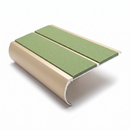 Aluminium Stair Nosing 90mm Bullnose Twin Insert, 3.22m, apple green insert, Satin Bronze finish