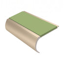 Aluminium Stair Nosing 2.75m Bullnose Single Insert 57mm, apple green insert, Satin Bronze finish
