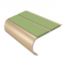 Aluminium Stair Nosing 3.22m Bullnose 53mm Double Insert, apple green insert, Satin Bronze finish