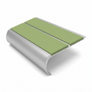 Aluminium Stair Nosing 90mm Bullnose Twin Insert, 2.44m, apple green insert, Satin Silver finish