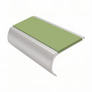 Aluminium Stair Nosing 2.75m Bullnose Single Insert 57mm, apple green insert, Satin Silver finish