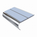 Aluminium Stair Nosing 90mm Bullnose Twin Insert, 2.44m, aura insert, Mirrorflect Silver finish
