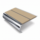Aluminium Stair Nosing 90mm Bullnose Twin Insert, 3.22m, beige insert, Mirrorflect Silver finish