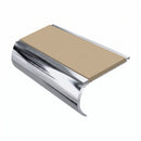 Aluminium Stair Nosing 2.75m Bullnose Single Insert 57mm, beige insert, Mirrorflect Silver finish