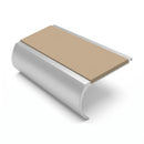 Aluminium Stair Nosing 2.44m Bullnose 57mm Single, beige insert, Satin Silver finish