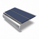 Aluminium Stair Nosing 90mm Bullnose Twin Insert, 2.44m, blue insert, Mirrorflect Silver finish