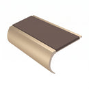 Aluminium Stair Nosing 2.75m Bullnose Single Insert 57mm, brown insert, Satin Bronze finish