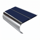 Aluminium Stair Nosing 2.44m Bullnose Double Insert 53mm, dark blue insert, Mirrorflect Silver finish