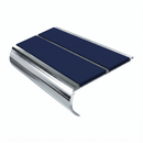 Aluminium Stair Nosing 90mm Bullnose Twin Insert, 3.22m, dark blue insert, Mirrorflect Silver finish
