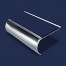 Aluminium Stair Nosing 2.44m Bullnose 57mm Single, dark blue insert, Mirrorflect Silver finish