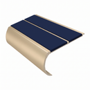 Aluminium Stair Nosing 2.44m Bullnose Double Insert 53mm, dark blue insert, Satin Bronze finish