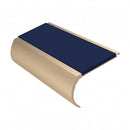 Aluminium Stair Nosing 2.75m Bullnose Single Insert 57mm, dark blue insert, Satin Bronze finish