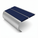 Aluminium Stair Nosing 3.22m Bullnose 53mm Double Insert, dark blue insert, Satin Silver finish