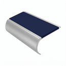 Aluminium Stair Nosing 2.75m Bullnose Single Insert 57mm, dark blue insert, Satin Silver finish