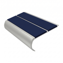 Aluminium Stair Nosing 90mm Bullnose Twin Insert, 3.22m, dark blue insert, Satin Silver finish