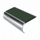 Aluminium Stair Nosing 2.44m Bullnose 57mm Single, dark green insert, Mirrorflect Silver finish