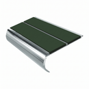 Aluminium Stair Nosing 90mm Bullnose Twin Insert, 3.22m, dark green insert, Mirrorflect Silver finish