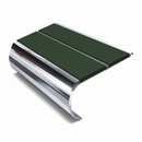 Bullnose Stair Nosing 2.75m Aluminium 53mm Double Insert, dark green insert, Mirrorflect Silver finish