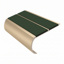Aluminium Stair Nosing 2.44m Bullnose Double Insert 53mm, dark green insert, Satin Bronze finish