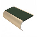 Aluminium Stair Nosing 2.75m Bullnose Single Insert 57mm, dark green insert, Satin Bronze finish