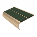 Aluminium Stair Nosing 90mm Bullnose Twin Insert, 3.22m, dark green insert, Satin Bronze finish