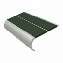 Aluminium Stair Nosing 90mm Bullnose Twin Insert, 2.44m, dark green insert, Satin Silver finish