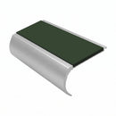 Aluminium Stair Nosing 2.75m Bullnose Single Insert 57mm, dark green insert, Satin Silver finish